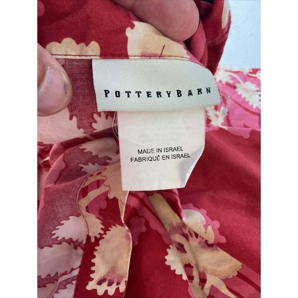 Pottery Barn Set of 2  Pillow Shams Standard Organic Cotton Red Pink Floral